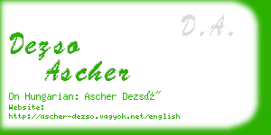 dezso ascher business card